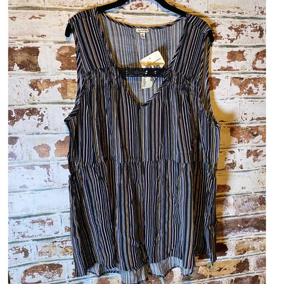 NWT Eyeshadow Striped Sleeveless Baby Doll Tank Blouse - Picture 4 of 12